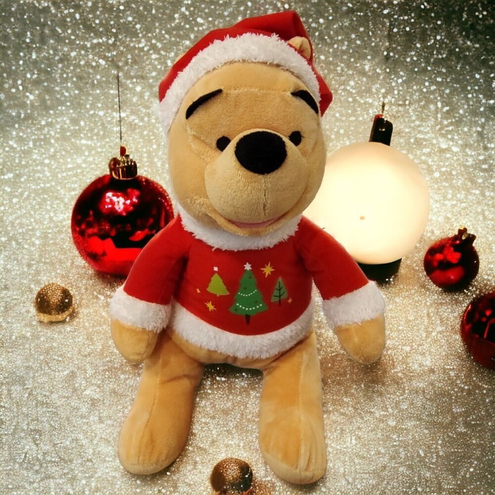 Vintage Winnie The Pooh Dan Dee Christmas Plush Santa Hat 13" Disney Stuffed Toy